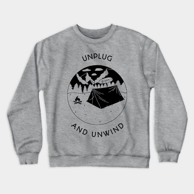 Unplug and Unwind Camping Crewneck Sweatshirt by Penn Designs